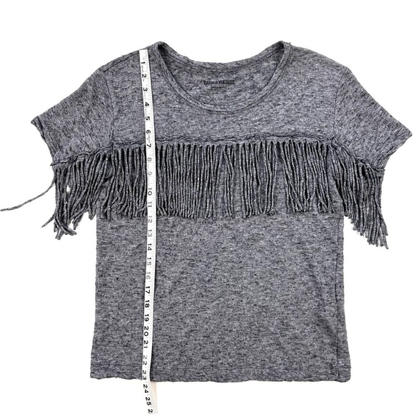 Zadig & Voltaire Satcha Fringes Western gray short-sleeve top t-shirt wool small - Picture 13 of 16